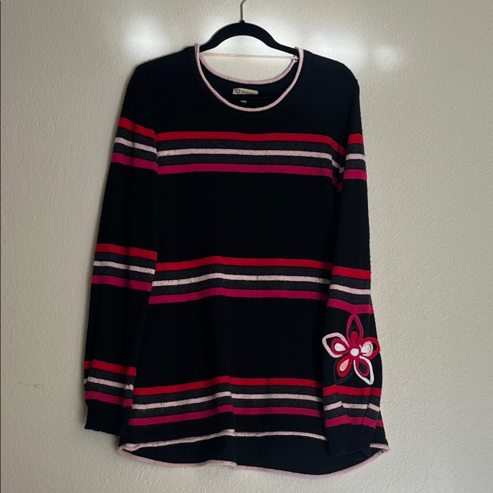 Democracy Black and Pink Striped Sweater